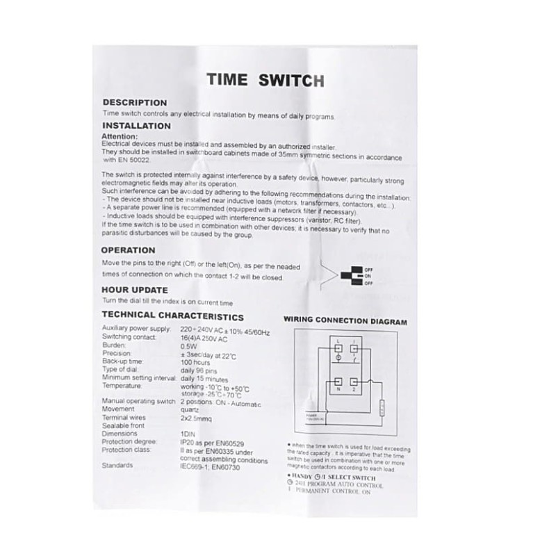 Reloj programador 100h reserva din temporizador mecanico