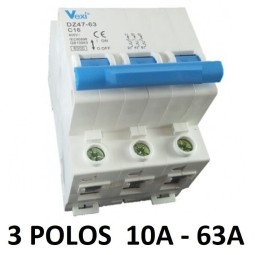 Magnetotérmico 3 polos 10A - 63A interruptor automático
