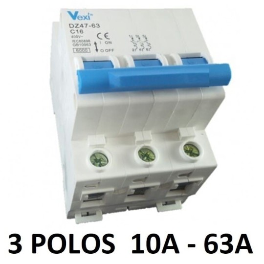 Magnetotérmico 3 polos 10A - 63A interruptor automático