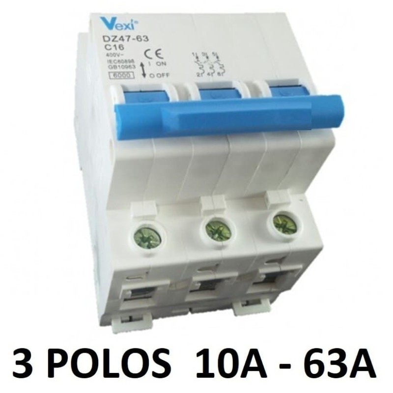 Magnetotérmico 3 polos 10A - 63A interruptor automático