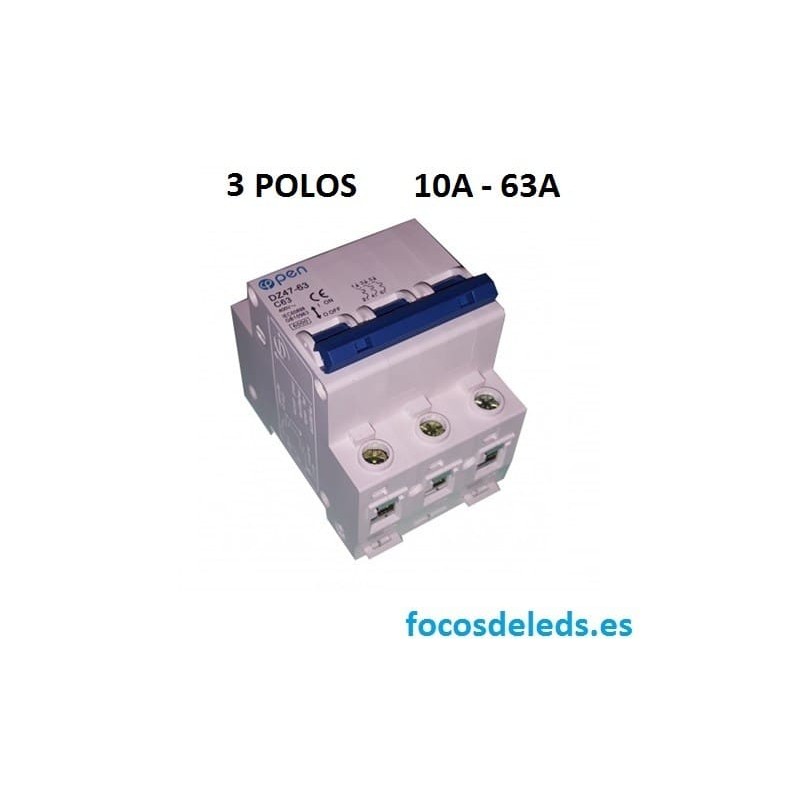 Magnetotérmico 3 polos 10A - 63A interruptor automático