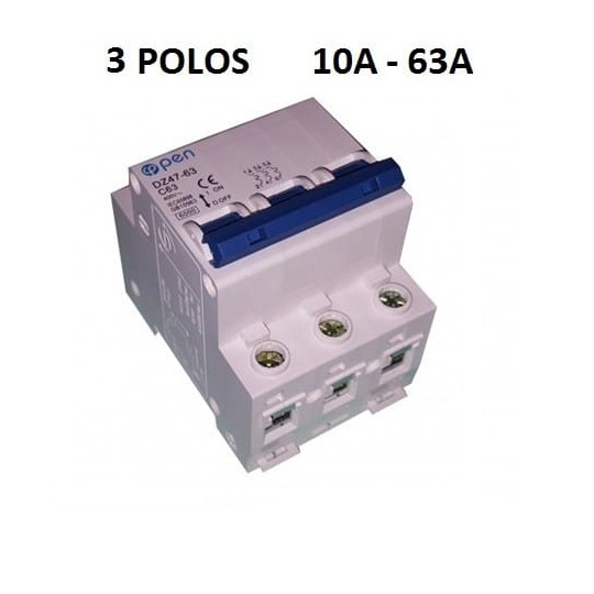 Magnetotérmico 3 polos 10A - 63A interruptor automático