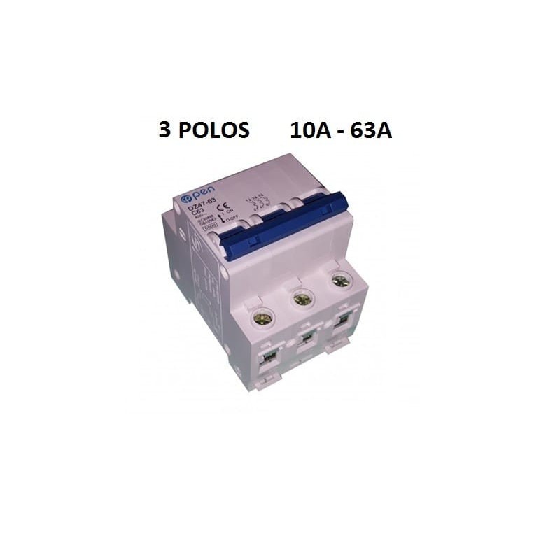 Magnetotérmico 3 polos 10A - 63A interruptor automático