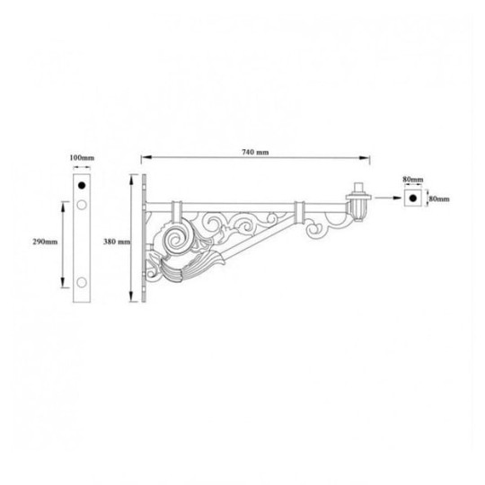 Brazo farola Villa soporte 70cm