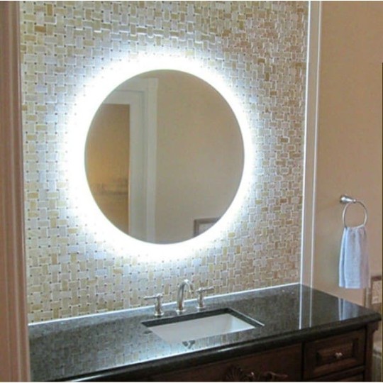 Espejo de baño con luz led vintage redondo