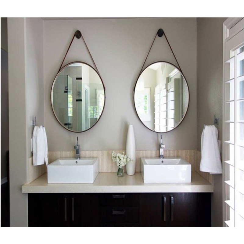 Espejo de baño con luz led vintage redondo