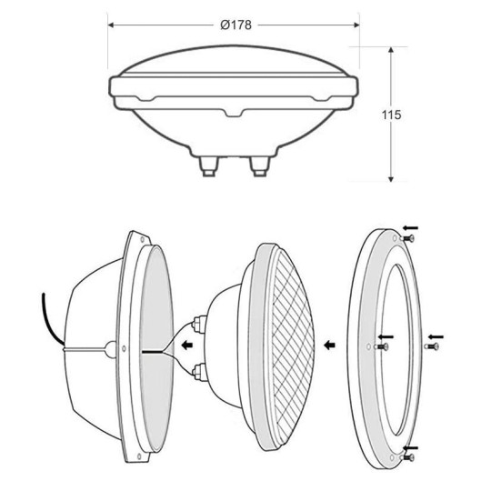 Bombilla Led Piscina par56 RGB 45w DMX 4 hilos