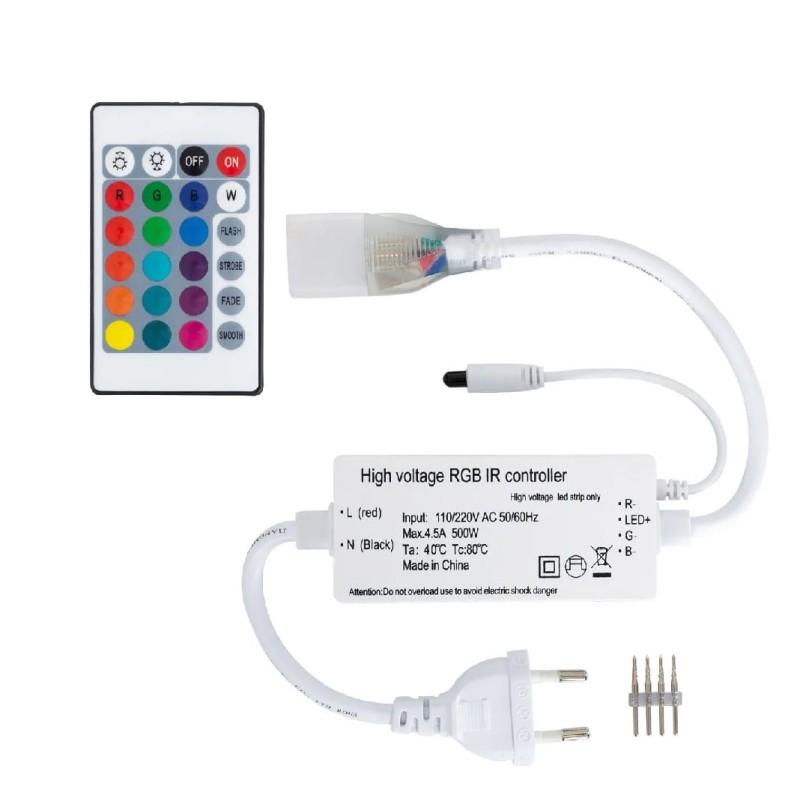 Controlador led neón flexible RGB 230v con mando