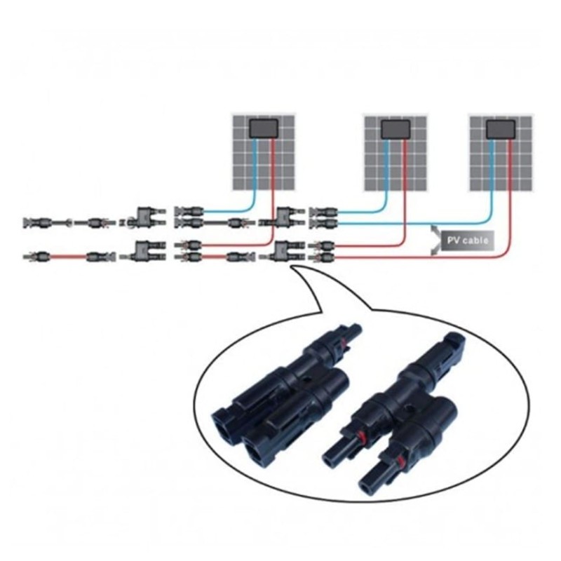 Juego Conector MC4 doble panel solar