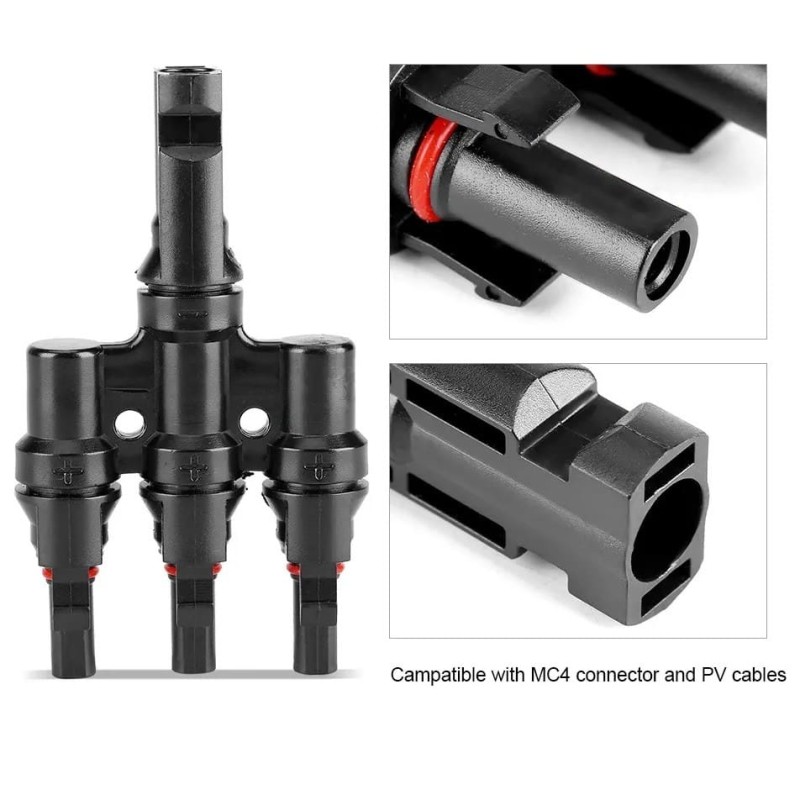 Juego Conector MC4 triple placa solar