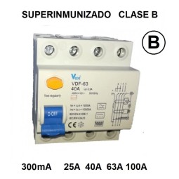 Diferencial Trifásico Clase B 300mA 4P superinmunizado