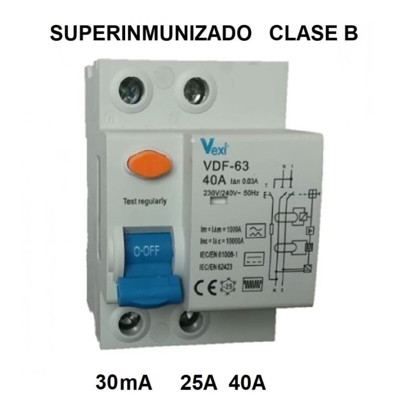 Diferencial superinmunizado Clase B 30mA 2P monofasico
