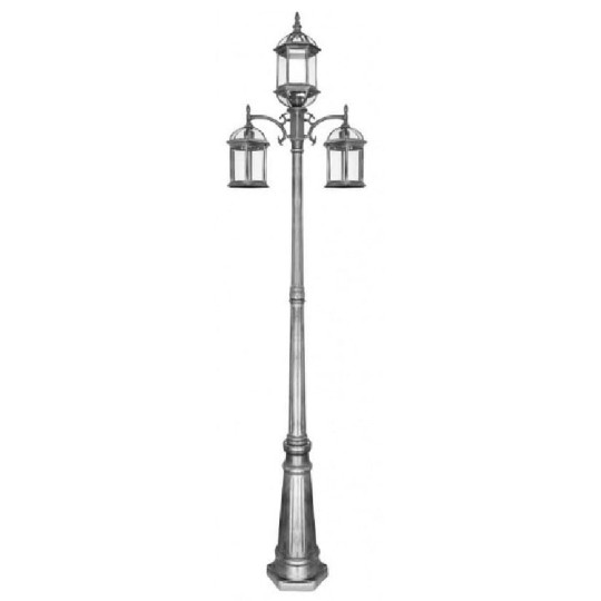 Farola exterior jardín columna Amapo, 233cm plata
