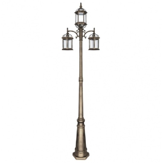 Farola exterior jardín columna Amapo, 233cm negro, oro