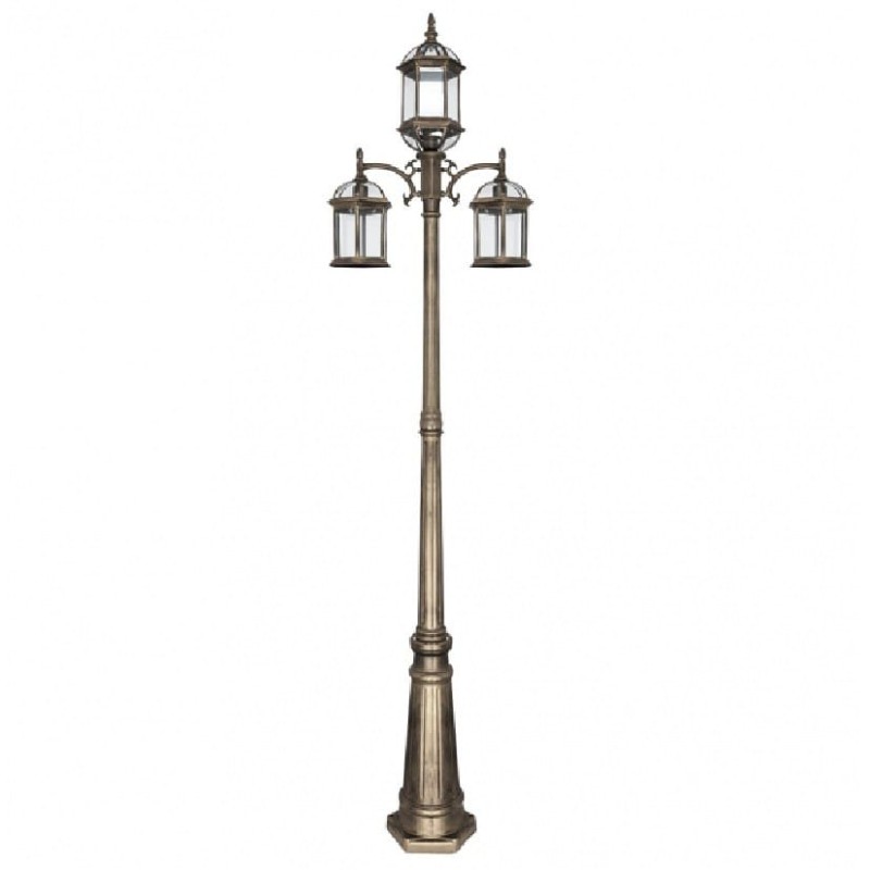 Farola exterior jardín columna Amapo, 233cm negro, oro