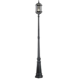 Farola exterior jardín columna Amapo, 222cm plata, negro