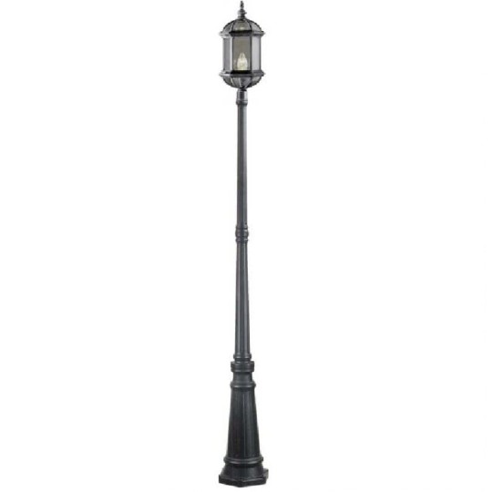Farola exterior jardín columna Amapo, 222cm plata, negro