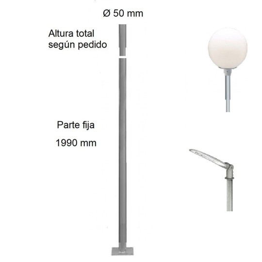Báculo farola Basic, columna luminaria poste