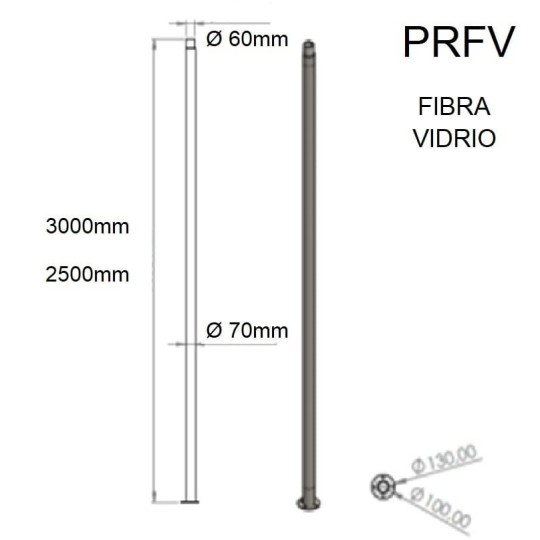 Báculo farola fibra de vidrio PRFV columna luminaria