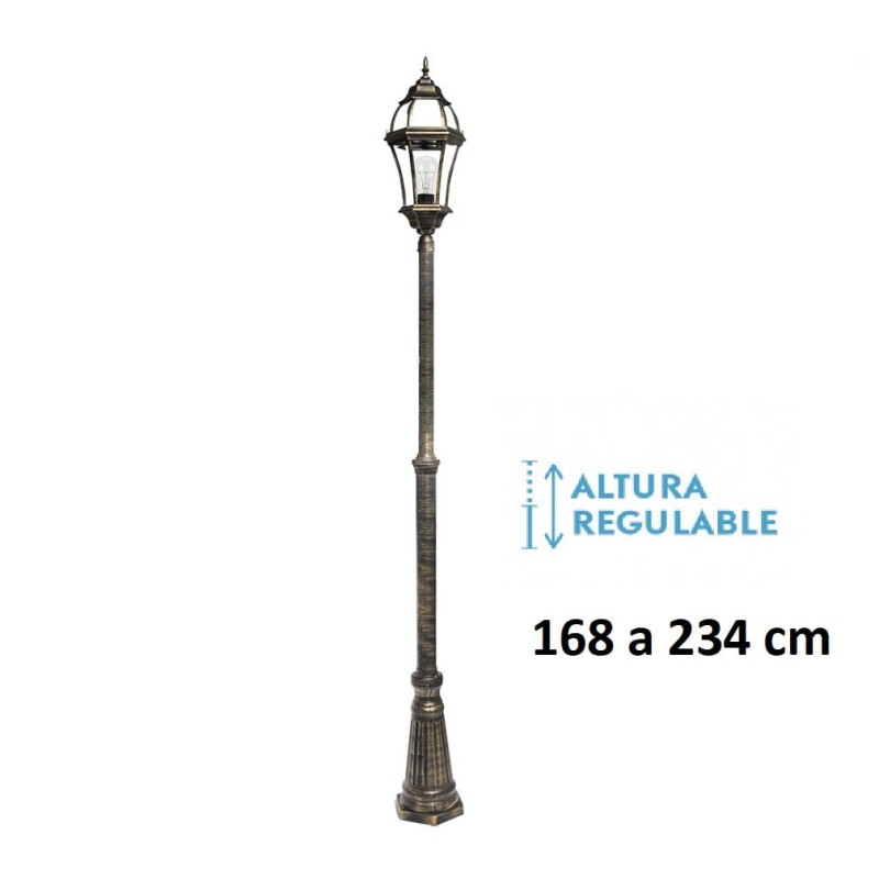 Farola exterior jardín columna negro-oro Becru1