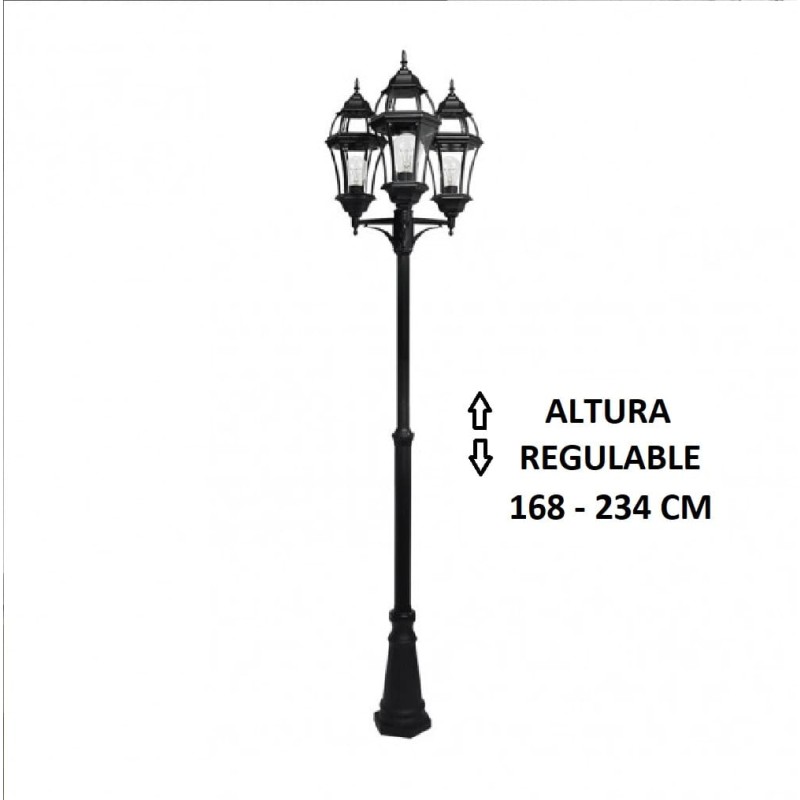 Farola exterior jardín columna negra Becru3