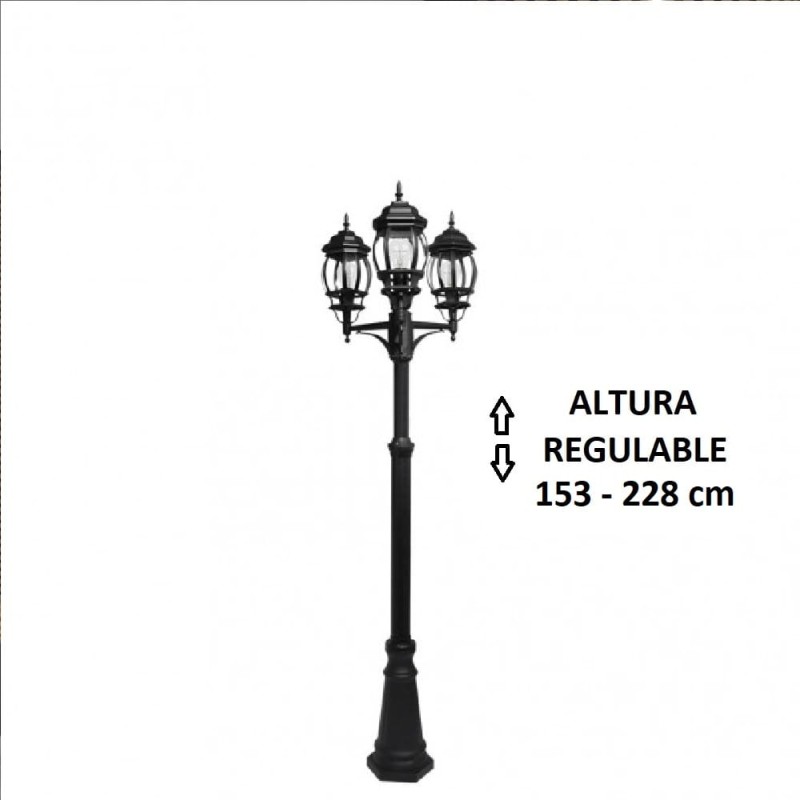Columna jardín exterior farola negra Caelu3