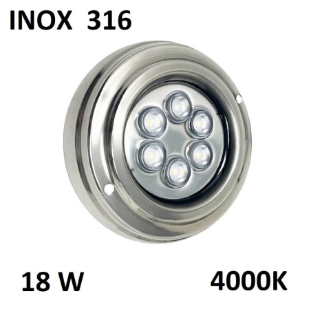 Foco led piscina superficie 18W 4000K INOX 316