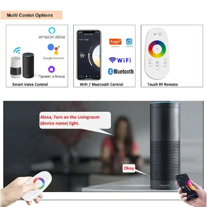 Controlador LED WIFI RGB ALEXA 12V-24V