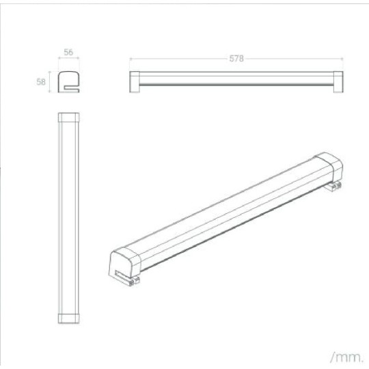 Aplique aluminio 58cm espejo baño maquillaje bora