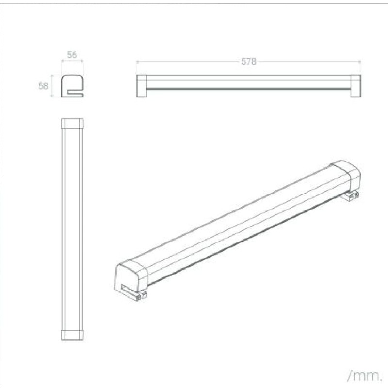 Aplique aluminio 58cm espejo baño maquillaje bora