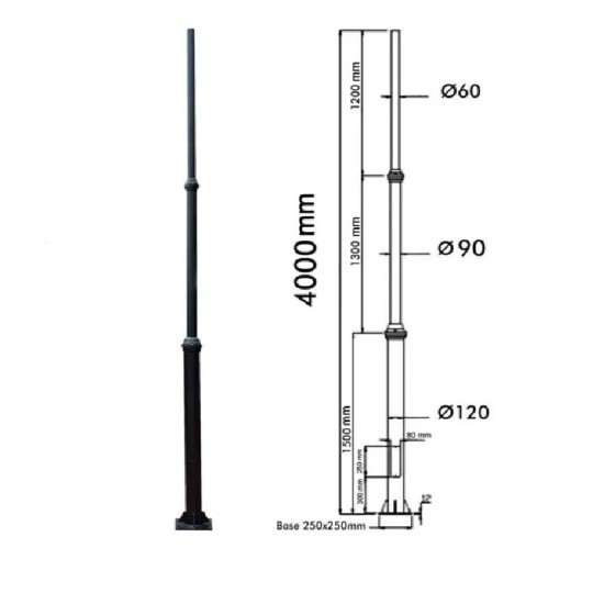 Columna Telescópica  Aluminio 4 mts