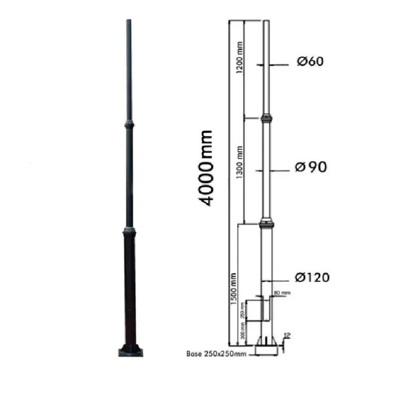 Columna Telescópica  Aluminio 4 mts