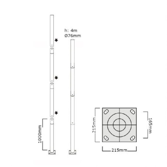Columna Cilíndrica Modular de Acero 2 - 4 Mt