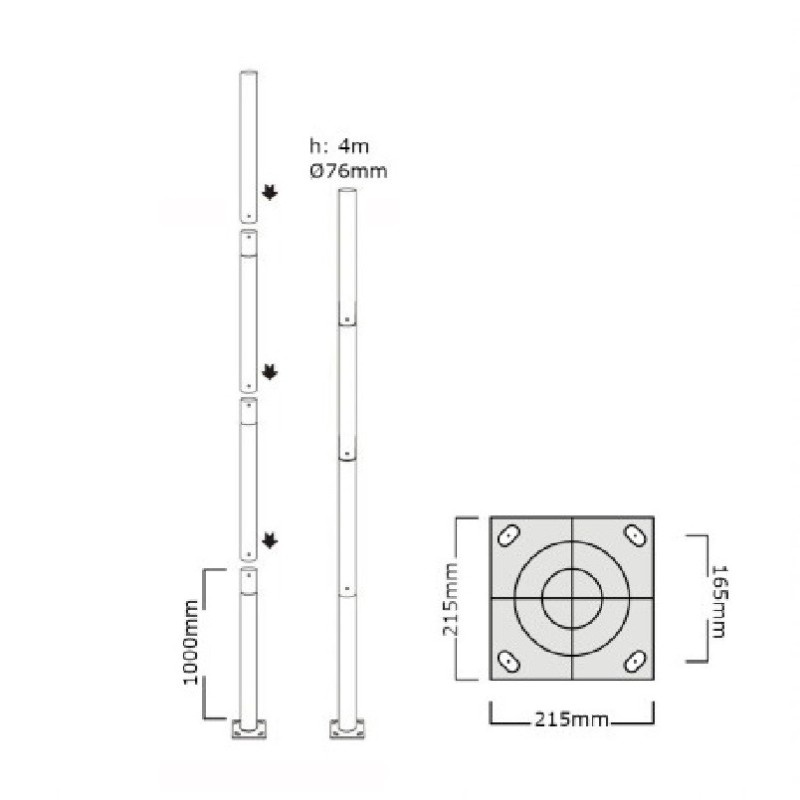 Columna Cilíndrica Modular de Acero 2 - 4 Mt