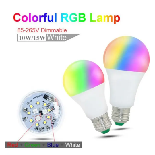 Bombilla LED RGB con mando a distancia IR de cerca