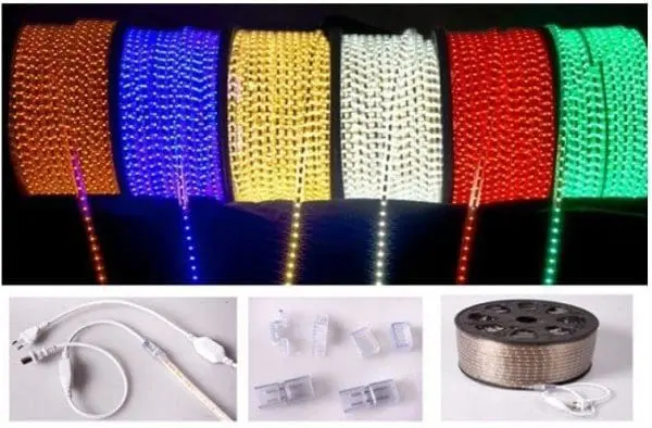 Tiras de led 220v, 5050, ip65, 60 leds/mt, monocolor