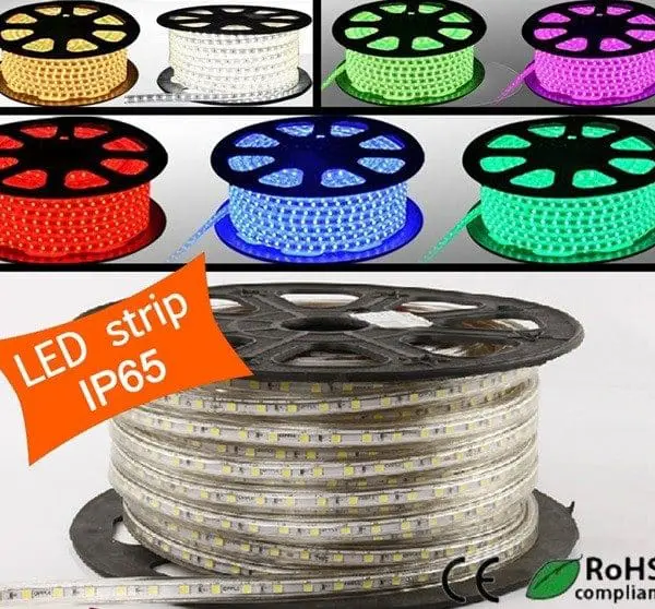 Tiras de led rgb 220v, 5050, ip65, 60 leds x metro