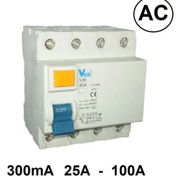 Diferencial trifasico 300mA 4P 25A - 100A