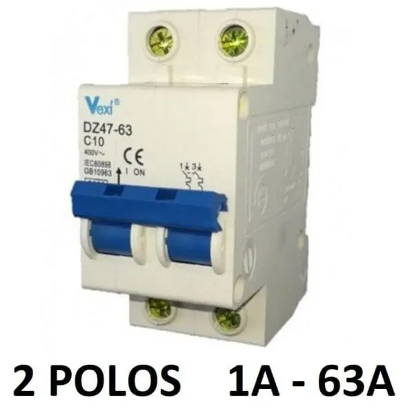 Magnetotérmico 2 polos 10A 16A 20A 25A 32A 40A 63A Interruptor automático