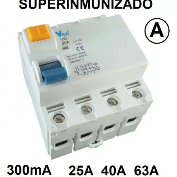 Diferencial trifasico 300mA 4P superinmunizado 25A 40A - 63A