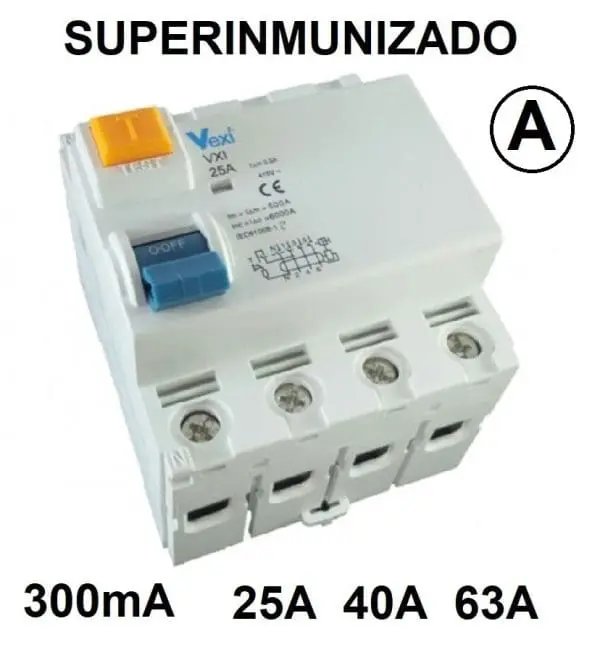 Diferencial trifasico 300mA 4P superinmunizado 25A 40A - 63A