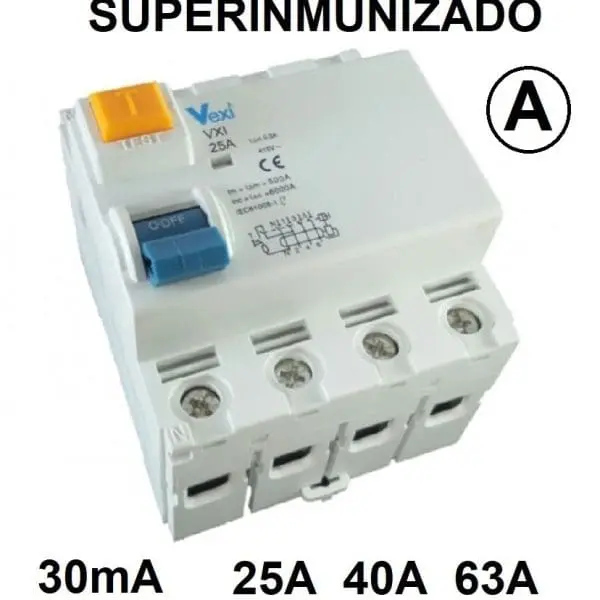 Diferencial trifasico 30mA 4P superinmunizado 25A 40A - 63A