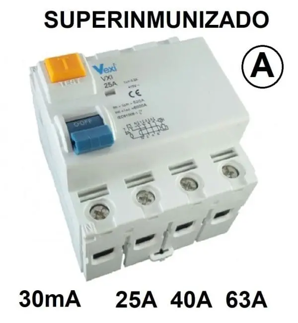 Diferencial trifasico 30mA 4P superinmunizado 25A 40A - 63A