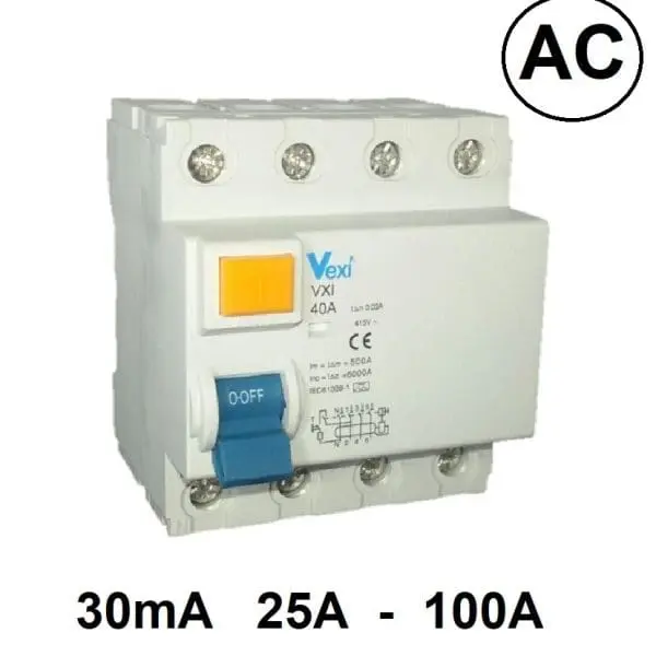 Diferencial trifasico 30mA 4P 25A - 100A