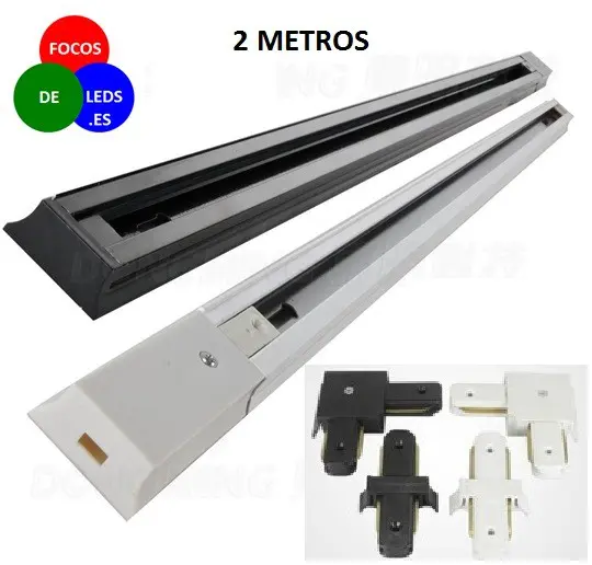 perfil aluminio foco led carril o riel, led track 2 metros