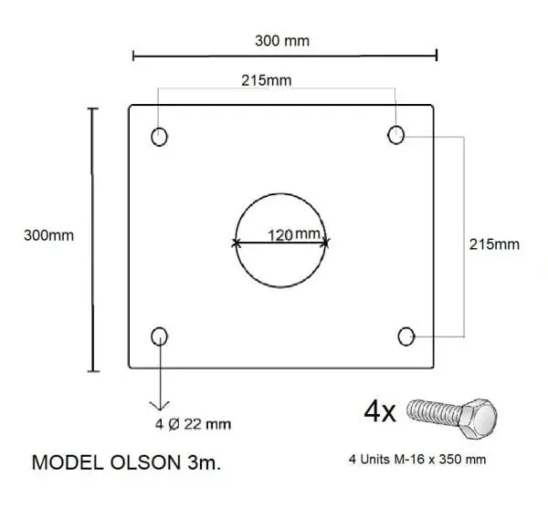 Columna Farola Báculo olson acero 3 mts