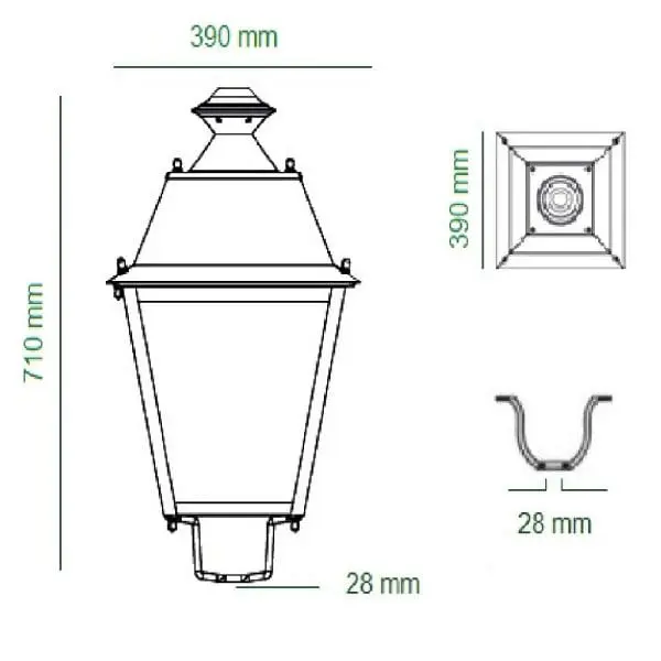 Farola Villa Acero con Placa led 50w