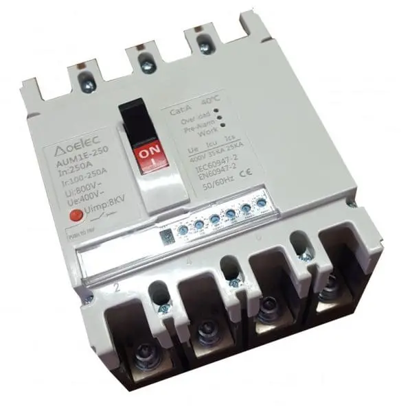 Interruptor automático caja moldeada 4 polos 100A 250A 400A 630A