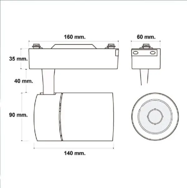 Foco Carril LED Monofásico 30W CCT