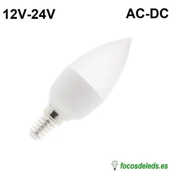 Bombilla LED E14 5W 12V 24V VELA C37